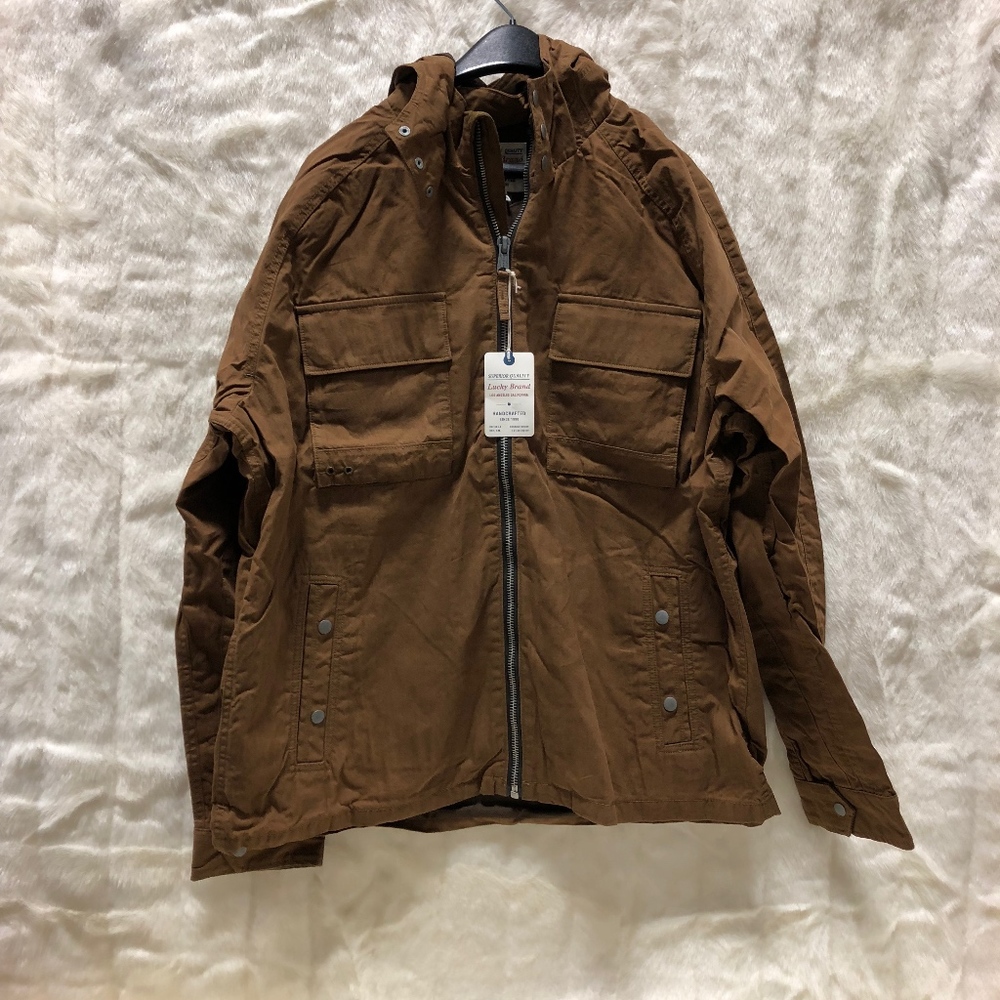 Mens XXL Lucky Brand Zip Jacket Brown